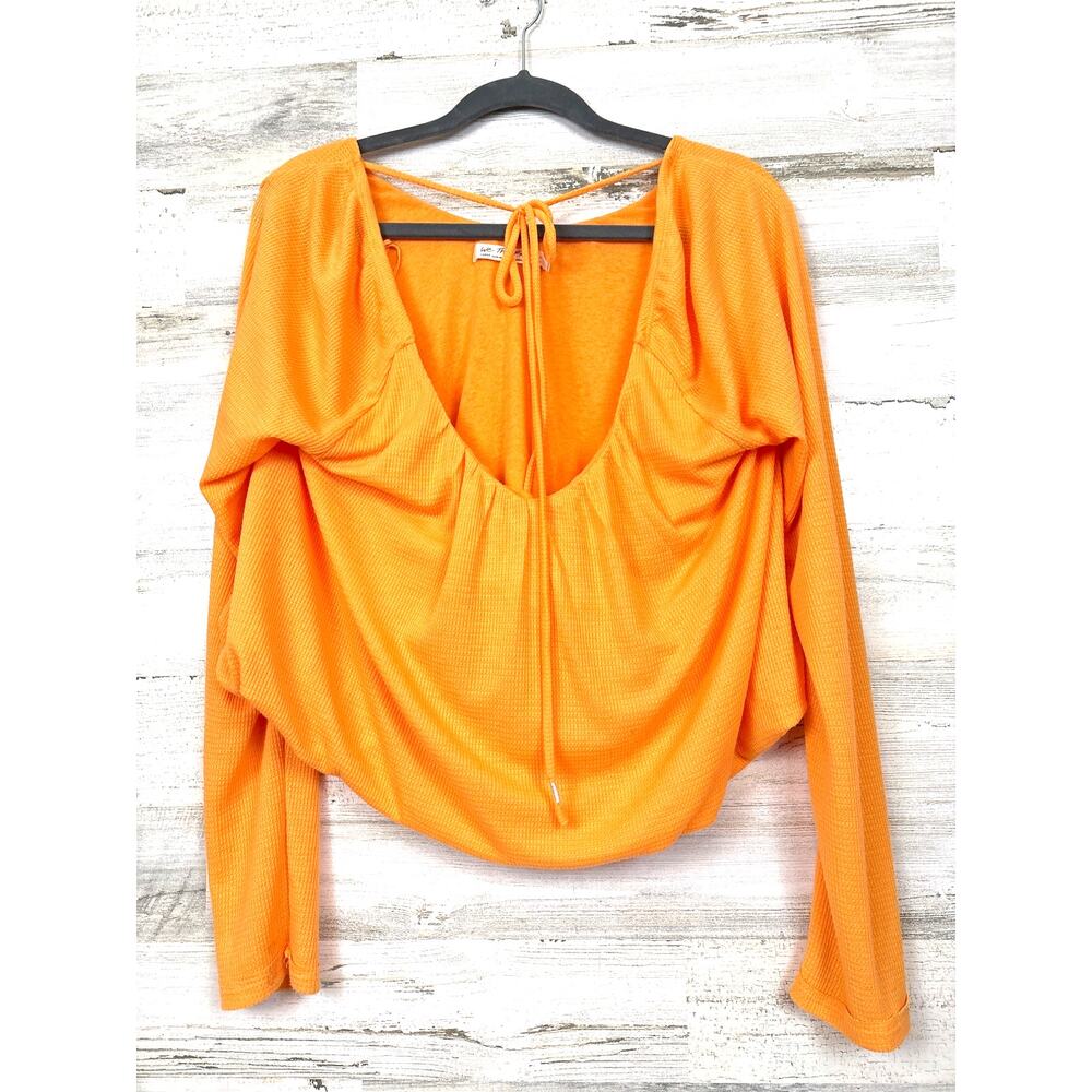 We The Free Womens L Orange Bondi Thermal Open Back Boho Blouse Oversized